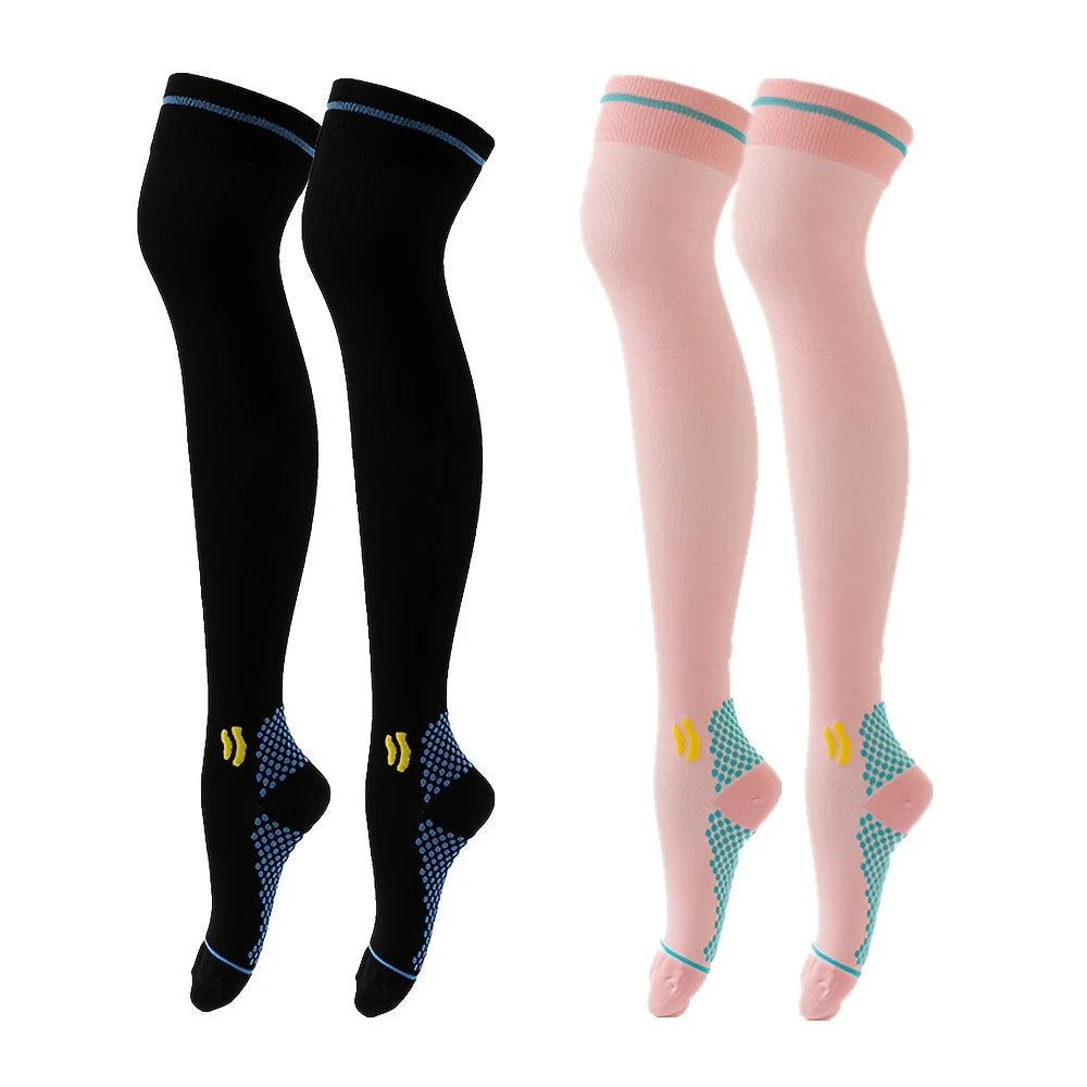 Lot de 2 paires de bas de compression femme – Circulation sanguine & confort sportif