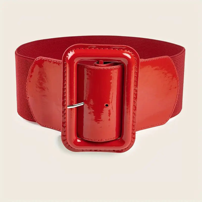 Ceinture femme large élastique jaune – Accessoire tendance avec boucle rectangulaire