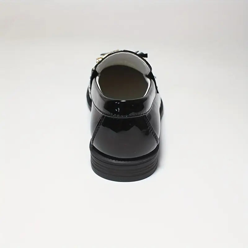 Mocassins garçon noirs vernis avec pampilles – Chaussures élégantes sans lacets pour occasions spéciales