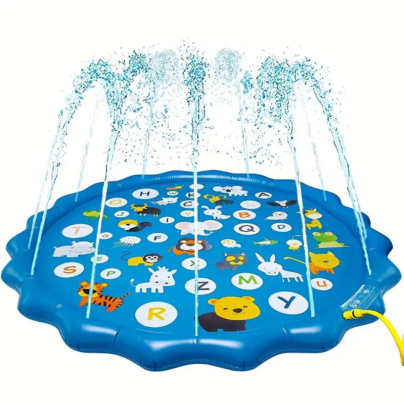 Piscine Gonflable pour Enfants 100cm Aire de Jeu d’Eau Ludique avec Animaux et Lettres Colorées