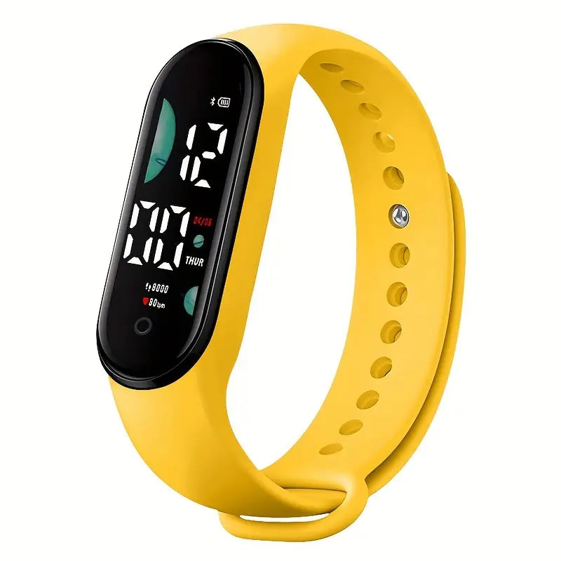 Montre connectée femme bracelet silicone jaune – Smartwatch sport et fitness