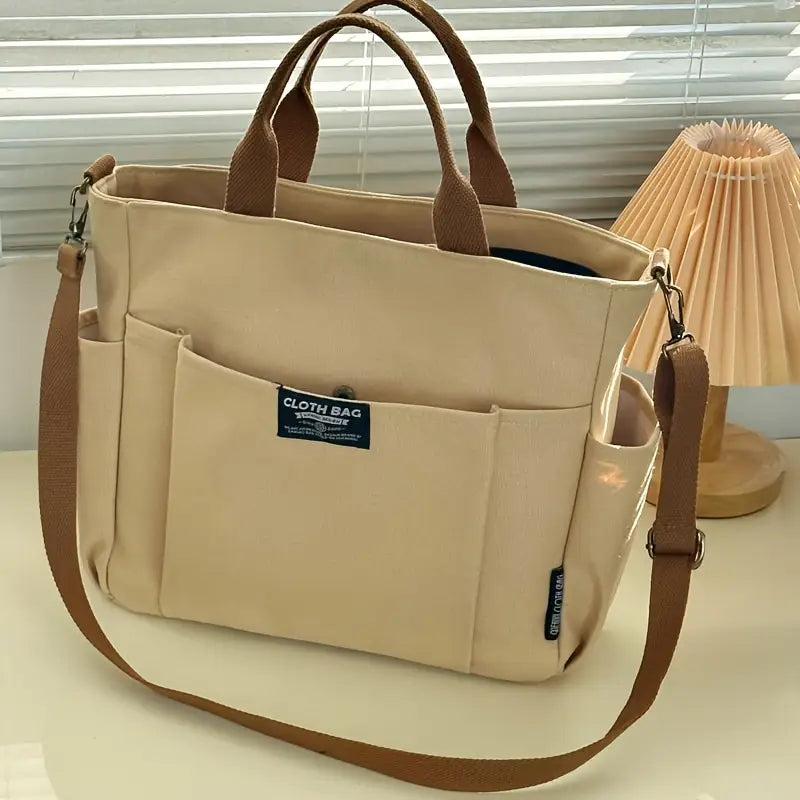 Sac bandoulière femme en toile – Grand sac fourre-tout pratique avec multiples poches