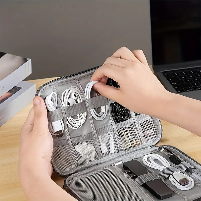 Housse de Rangement pour Tablette et Ordinateur Portable – Pochette de Protection Imperméable en Tissu Gris avec Fermeture Éclair