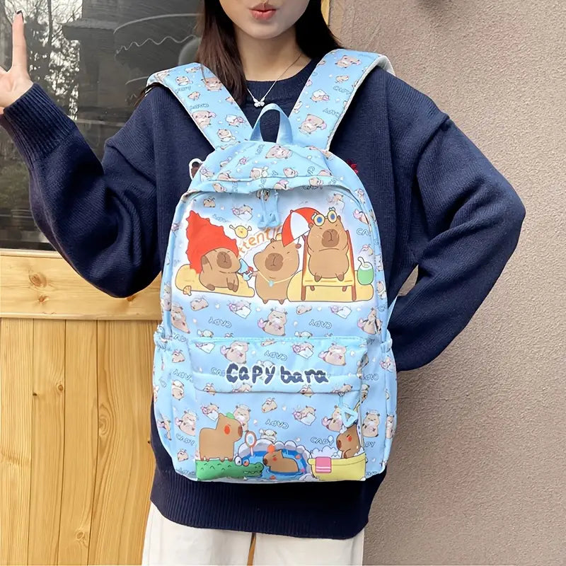 Sac à Dos Enfant Capybara – Cartable Maternelle et Primaire Léger et Pratique avec Motifs Animés