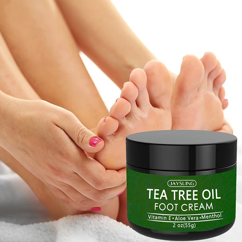 Crème Pieds Tea Tree Oil – Hydratante et Réparatrice avec Aloe Vera, Menthol et Vitamine E (55g)