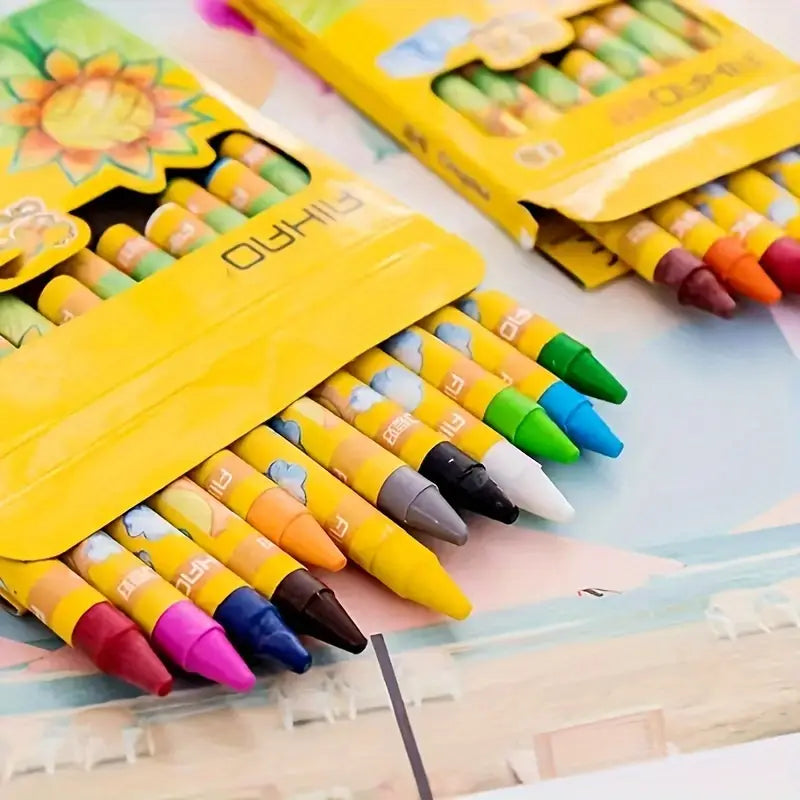 Crayons de Cire Colorés Bébé – Crayons Épais Lavables Anti-Casse pour Dessin et Éveil Créatif
