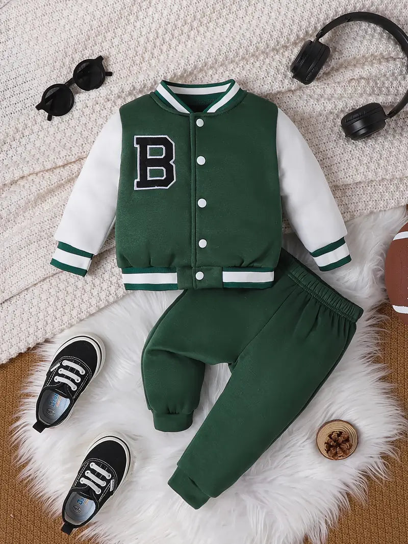 Ensemble bébé garçon veste teddy et pantalon – look sport chic confortable