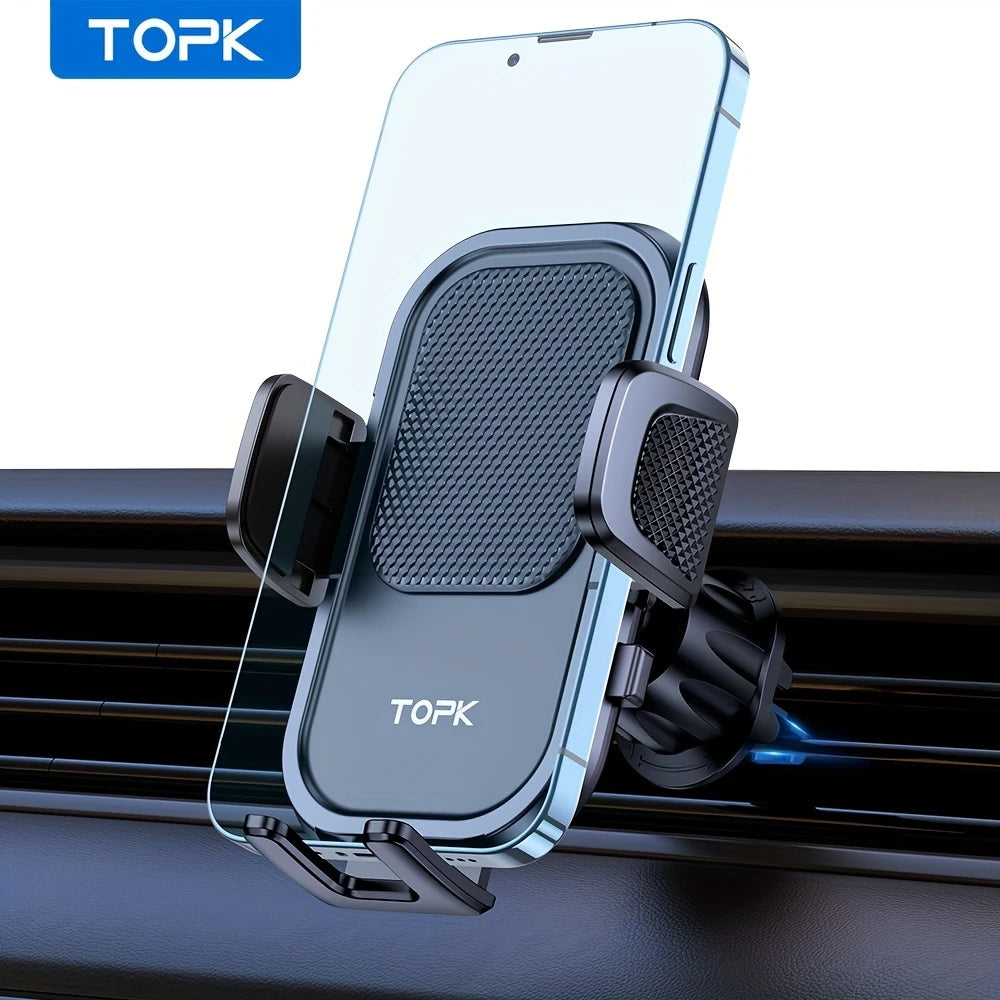 Support Téléphone Voiture TOPK – Fixation Grille d’Aération, Antidérapant et Rotatif à 360°