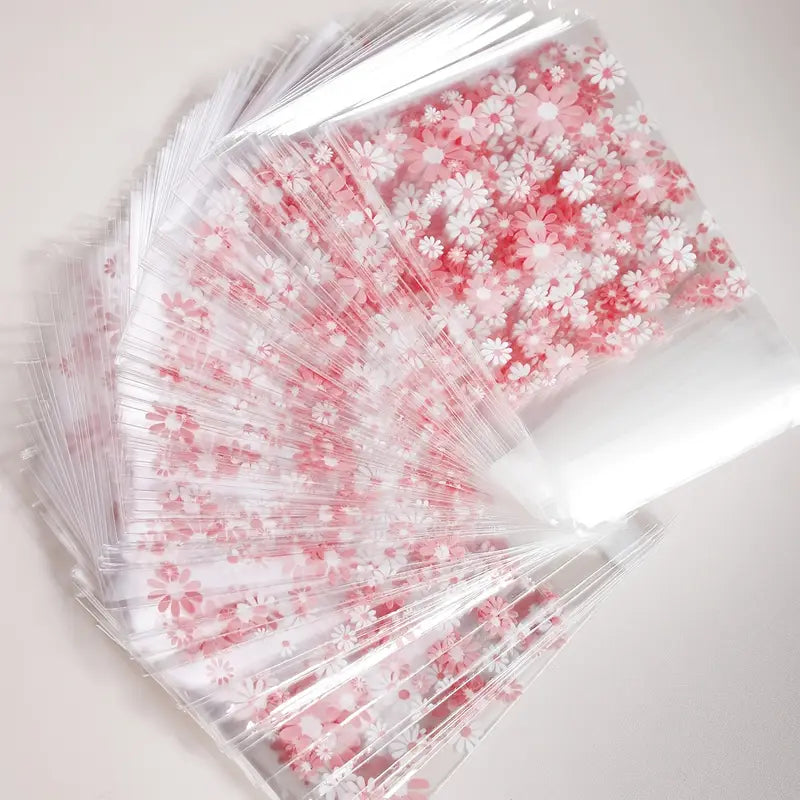 Sachets plastiques transparents à fleurs pour biscuits – Pochettes alimentaires décoratives pour emballage cadeau et artisanat