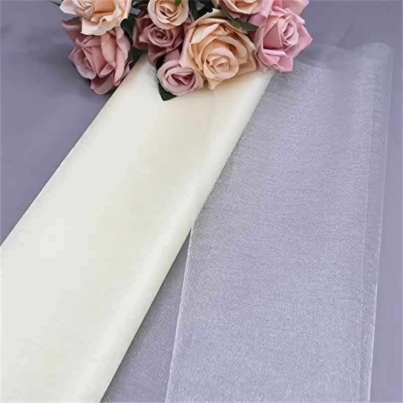 Tulle organza jaune fluo pour emballage cadeau – Rouleau tissu décoratif transparent pour artisanat, bouquets et événements
