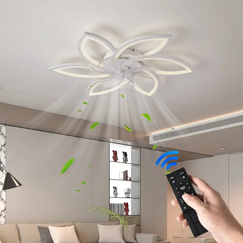 Ventilateur de Plafond LED Design Fleur avec Télécommande – Lumière Réglable et Fonction Silencieuse