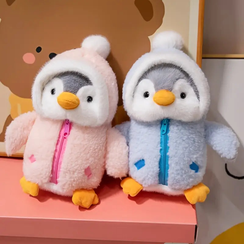 Peluche pingouin en manteau à capuche – Doudou doux et câlin pour enfants