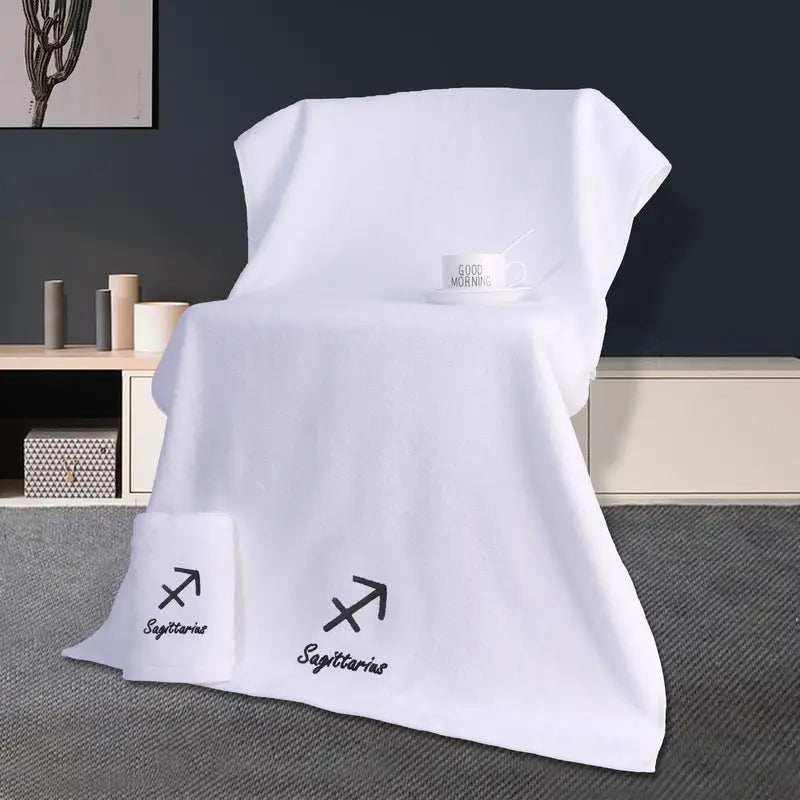 Lot Serviette Bain + Visage Coton Doux Signe Astrologique 100% Cotton
