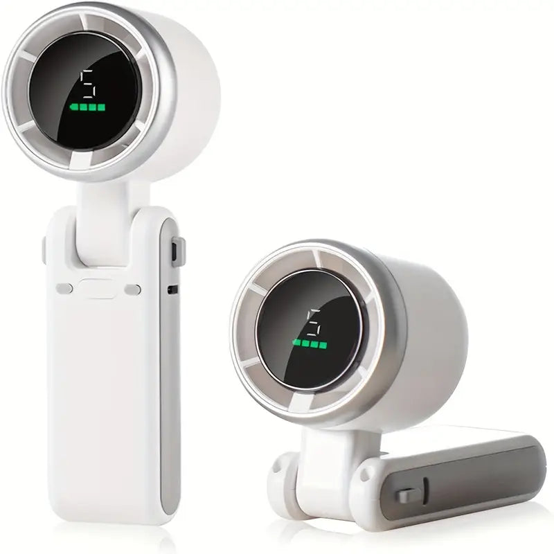 Mini Ventilateur Électrique Portable à Affichage LED – 5 Vitesses, Rechargeable USB, Idéal pour la Détente et le Bien-Être en Été