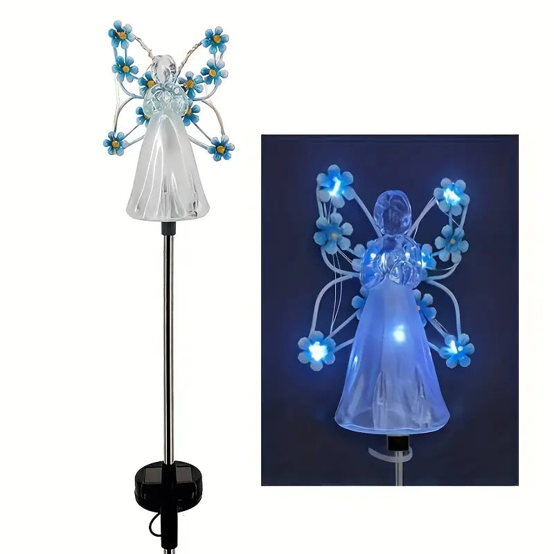 Lumières Solaires Ange pour Jardin – Décoration Funéraire en Mémoire des Animaux – Lot de 4 Veilleuses LED Extérieures