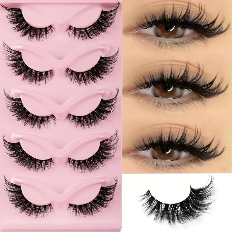 Faux Cils Naturels 3D – Pack de 5 Paires Ultra-Légers Réutilisables pour un Regard Intense et Glamour