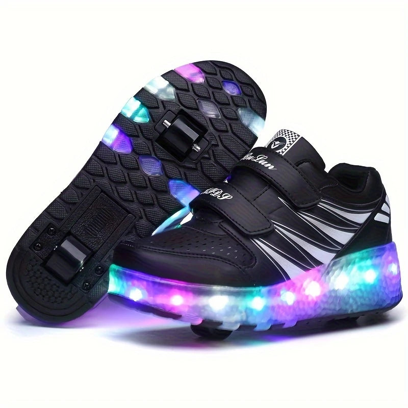 Baskets Lumineuses Enfant – Chaussures LED à Scratch Rose avec Semelle Multicolore, Sport & Loisirs Tendance