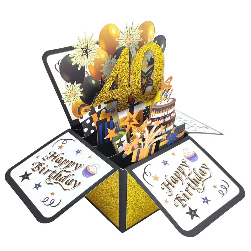 Carte Pop-Up Anniversaire 18 Ans – Boîte Surprise 3D avec Ballons et Gâteau | Idée Cadeau Originale