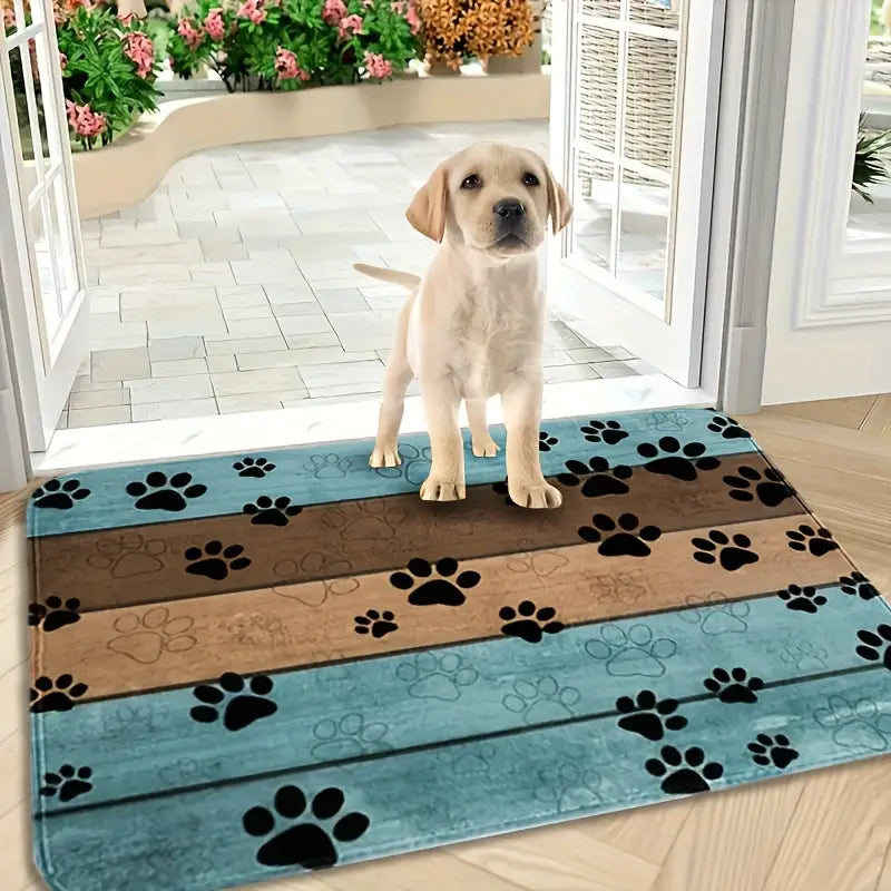 Tapis Antidérapant pour Animaux – Motif Patte de Chien/Chat, Confortable et Absorbant pour Entrée ou Litière