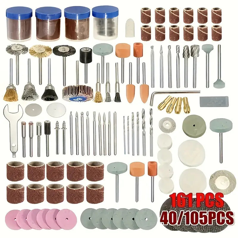 Kit Accessoires de Polissage et Ponçage 161 Pièces – Embouts, Disques et Brosses pour Outils Rotatifs