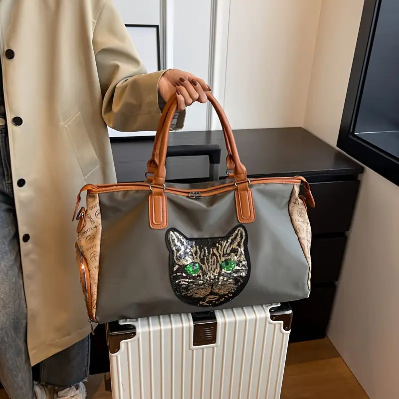 Sac de Voyage Cabine Original avec Motif Ours ou Chat – Sac Week-End Grande Capacité en Nylon Résistant