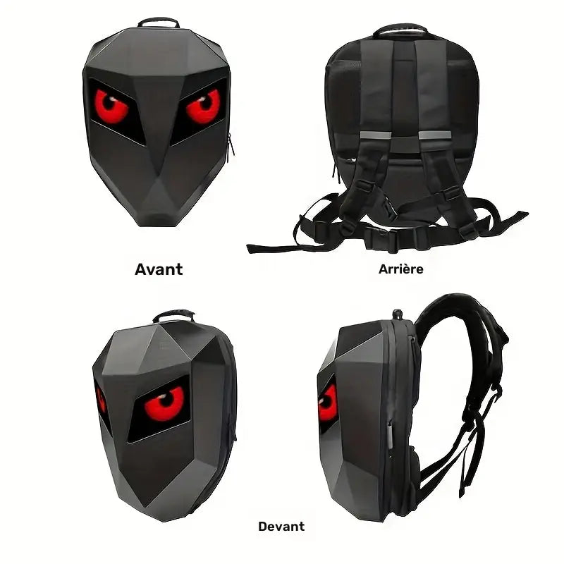 Sac à dos gamer 3D yeux LED rouges – Design original, anti-choc et grande capacité