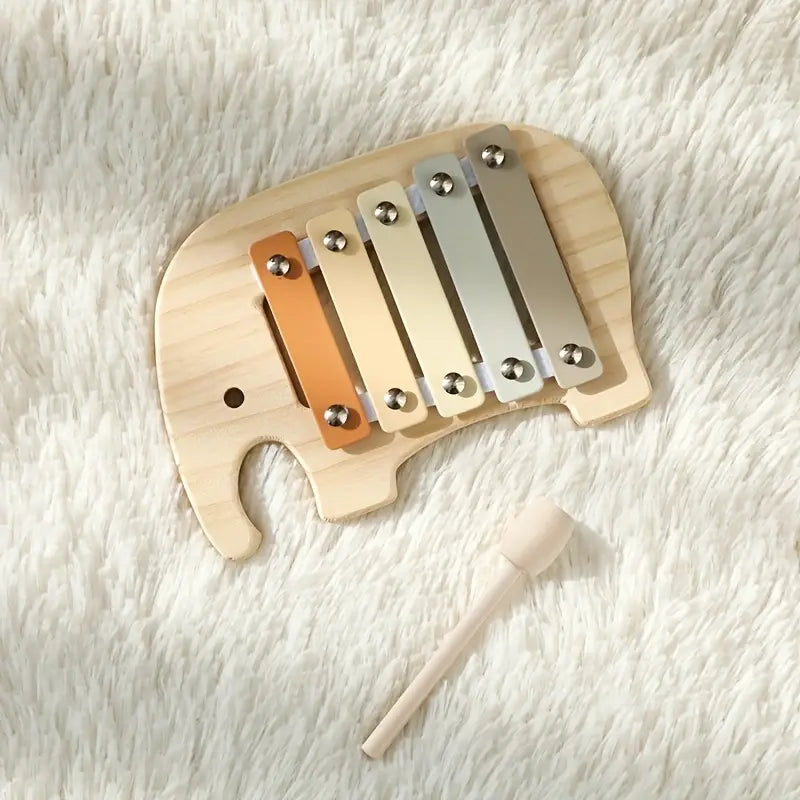 Xylophone Éléphant en Bois pour Enfants – Jouet Musical Éducatif aux Couleurs Douces Montessori