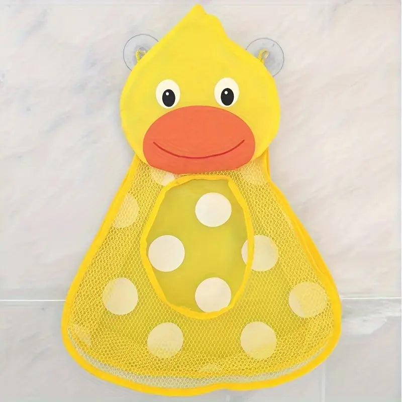 Filet de Rangement Bain Bébé Motif Canard Jaune – Organisateur Suspendu pour Jouets de Bain