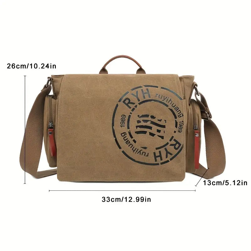 Sac bandoulière homme en toile vintage – Style décontracté et grande capacité