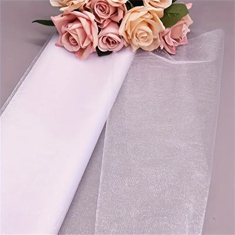 Tulle organza jaune fluo pour emballage cadeau – Rouleau tissu décoratif transparent pour artisanat, bouquets et événements