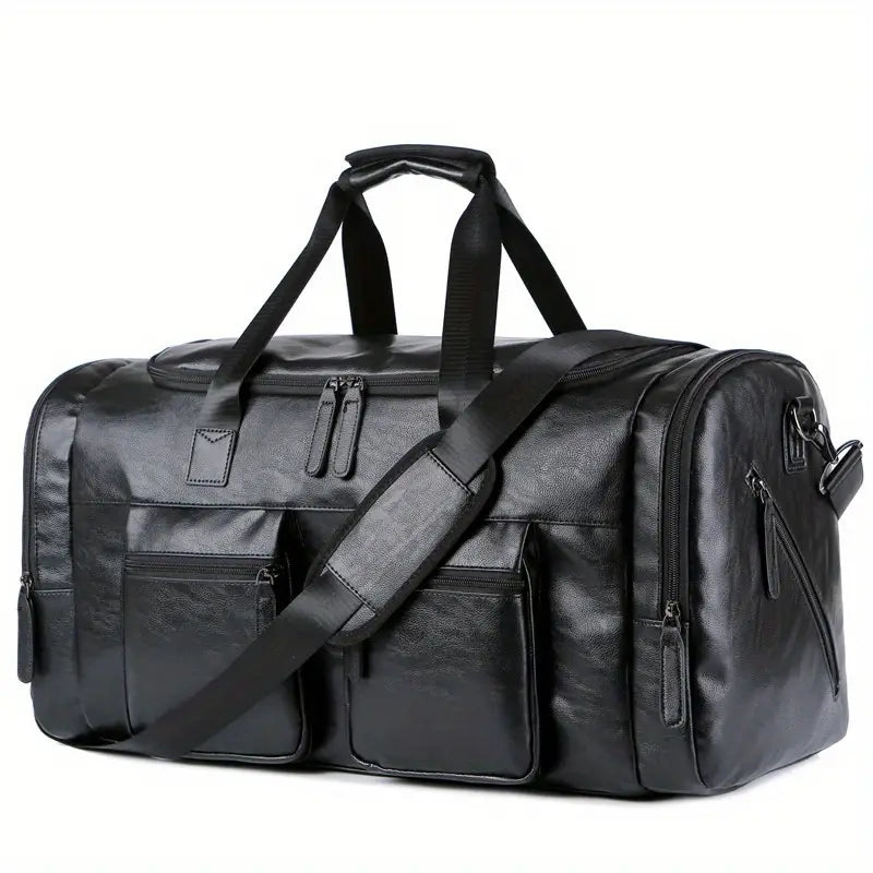 Sac à main homme en cuir noir  Sac de voyage élégant et spacieux