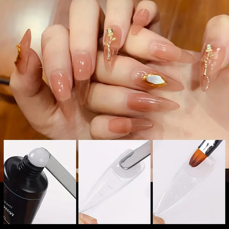 Moule à Ongles Polygel – Formes Réutilisables Transparente avec Guide de Longueur, Coffret 100 Pièces