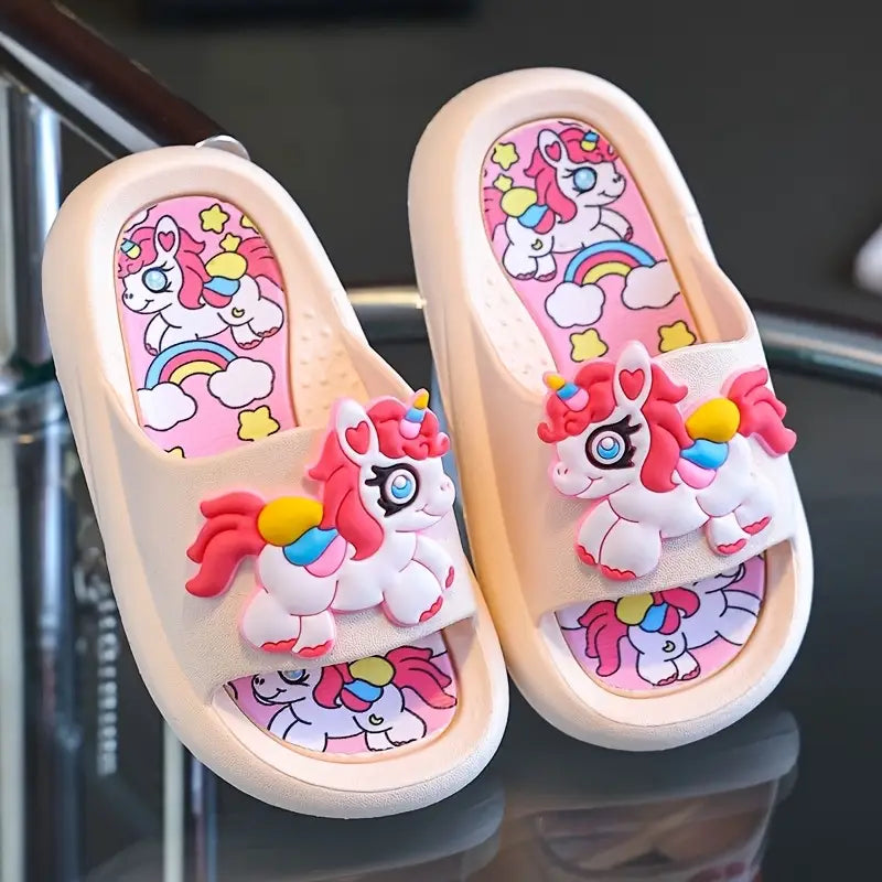 Sandales fille licorne roses – Pantoufles d’été antidérapantes et confortables