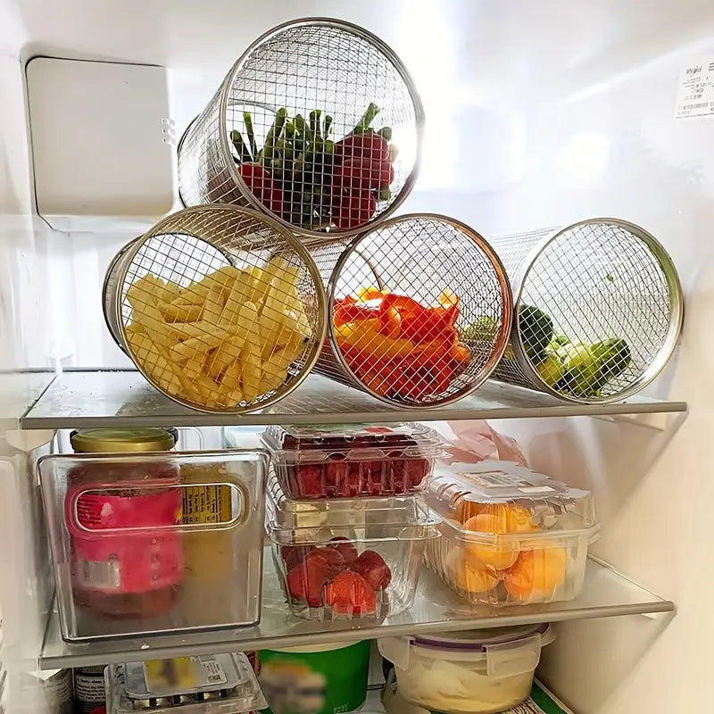 Panier Grill Rotatif en Acier Inoxydable – Cylindre de Cuisson Multifonction pour Barbecue, Four et Réfrigérateur