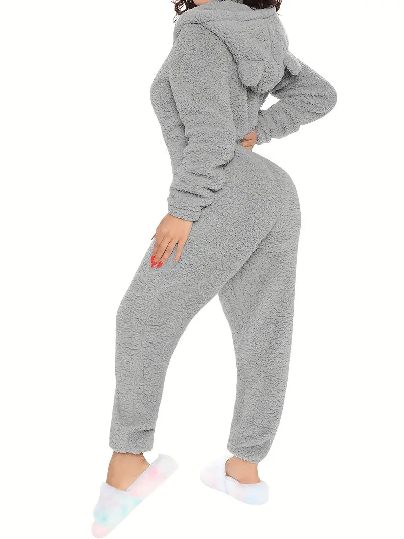 Combinaison d’Hiver Femme en Polaire Douce avec Capuche – Pyjama Chaud et Confort Cocooning