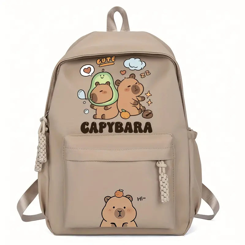 Sac à dos enfant garçon et fille motif capybara – Cartable scolaire mignon et spacieux