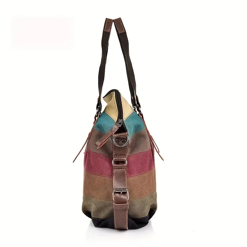 Sac à main femme en toile multicolore  Style bohème chic et grande capacité