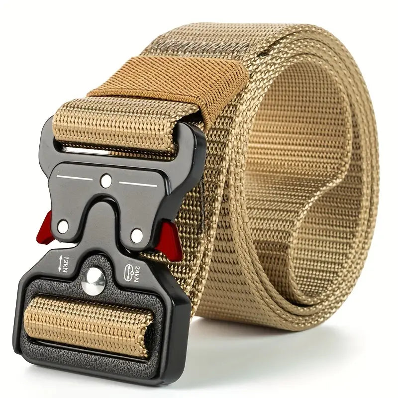 Ceinture tactique homme en nylon résistant – Boucle métal rapide militaire couleur sable