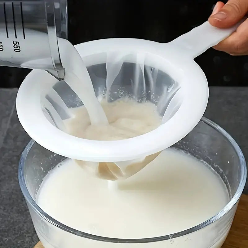 Filtre à Lait Végétal Réutilisable avec Manche – Passoire Fine pour Jus, Lait d’Amande, Soja et Cuisine Maison