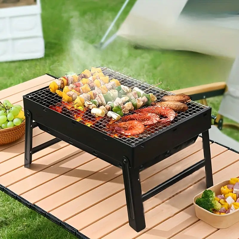 Barbecue portable pliable au charbon – Grill de camping idéal pique-nique et cuisine en plein air