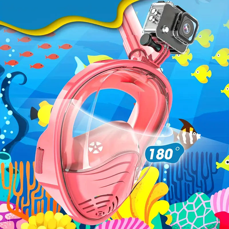 Masque de plongée intégral enfant avec tuba – Système anti-buée et anti-fuite pour snorkeling