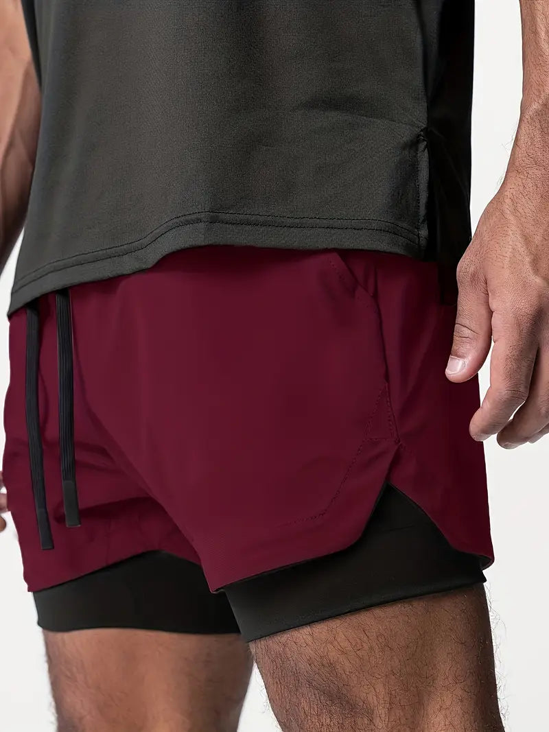 Short de sport homme 2 en 1 – Running & Fitness – Léger, respirant avec cuissard intégré