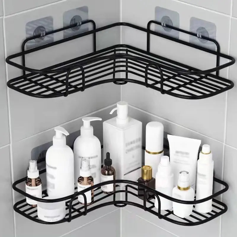 Étagère d'Angle Murale Salle de Bain – Panier Métal Auto-Adhésif Sans Perçage pour Douche et Lavabo