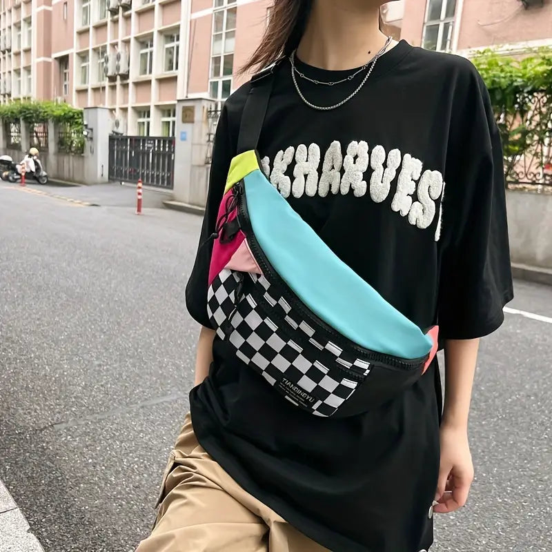 Sac banane mode à carreaux – Léger, stylé et idéal pour les sorties en ville