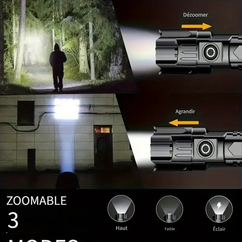 Lot de 2 Lampes Torches LED Rechargeables Ultra Puissantes – Lampe de Poche Étanche avec Batterie Lithium Intégrée