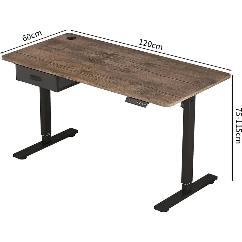 Bureau Électrique Réglable avec Plateau Bois – Poste de Travail Ergonomique pour Télétravail et Gaming