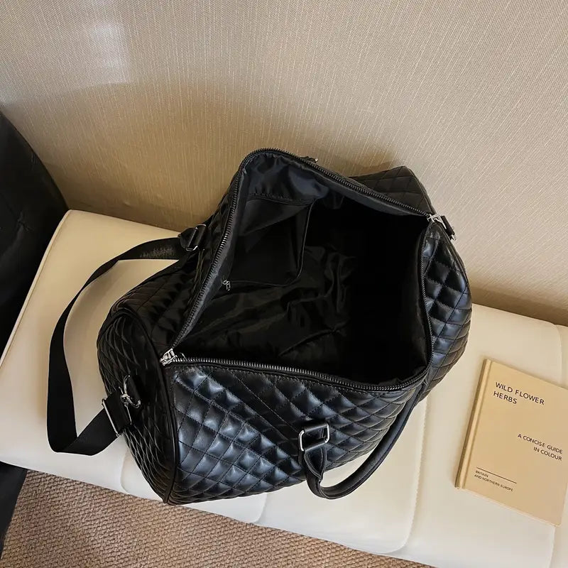 Sac de Voyage Cabine Noir Matelassé – Sac Week-End Élégant Grande Capacité avec Bandoulière Amovible
