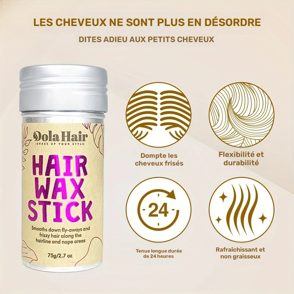 Stick Cire Coiffante Anti-Frisottis – Hair Wax Stick Dola Hair 75g pour Cheveux Rebelles et Baby Hair