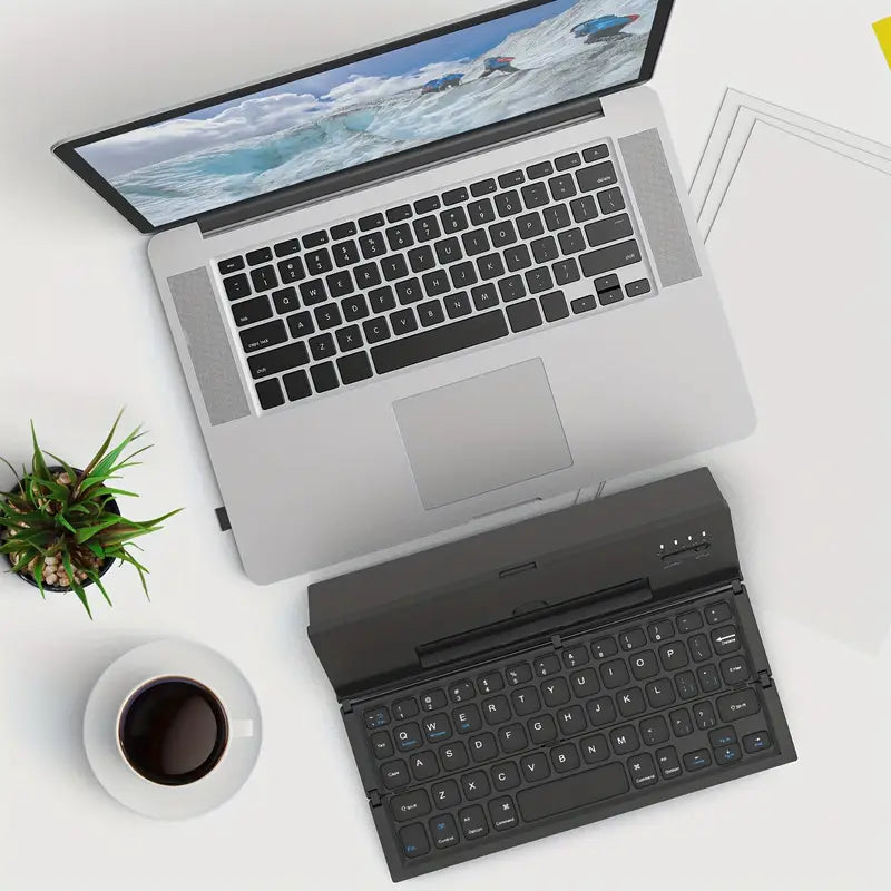Clavier Bluetooth Pliable avec Support Smartphone – Clavier Sans Fil Portable pour Ordinateurs et Accessoires