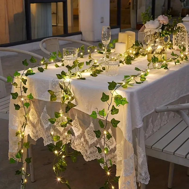 Guirlande Lierre Artificiel avec Lumières LED – Décoration Murale & Table pour Mariage, Anniversaire et Fête